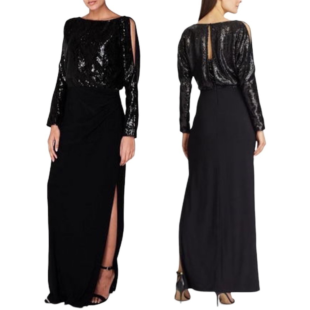 Lauren Ralph Lauren New With Tags Perina Blouson Long Sleeve Evening Dress Sz 6